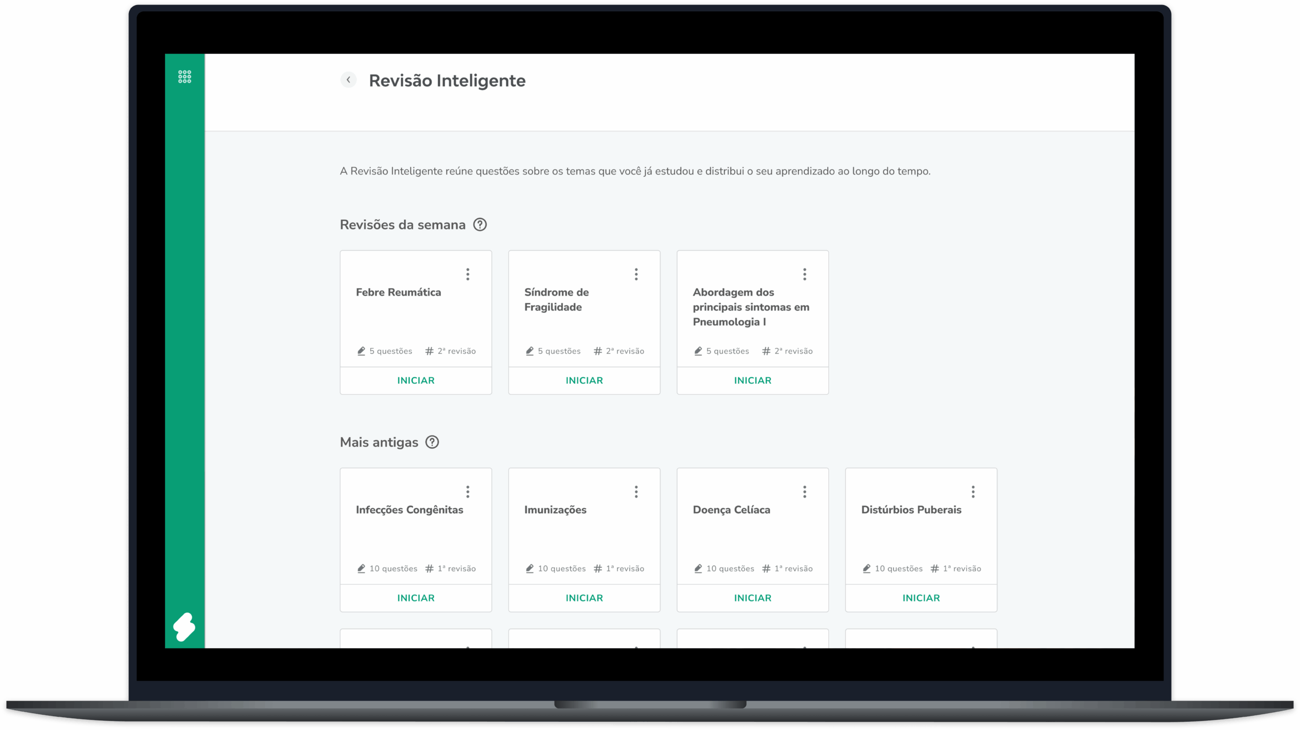 Web interface of the Smart Training System displaying study tracks and modules with completion progress indicators for education product users.